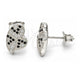 Sterling Silver Stud Earring, Heart Design, with Black and White Micro Pave, Polished, Rhodium Finish, 02.186.0074