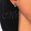 Sterling Silver Stud Earring, with Black and White Micro Pave, Polished, Rhodium Finish, 02.186.0076
