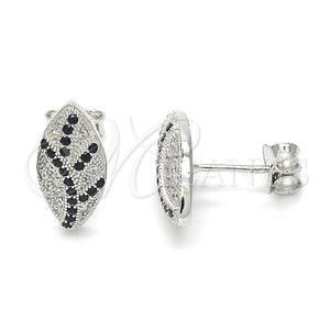 Sterling Silver Ring — Stud Earring with Black and White Micro Pave — main product view — SKU 123356 | Plata 925 anillo — Stud Earring with negro and blanco Micro Pave — SKU 123356
