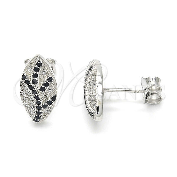 Sterling Silver Ring — Stud Earring with Black and White Micro Pave — main product view — SKU 123356 | Plata 925 anillo — Stud Earring with negro and blanco Micro Pave — SKU 123356