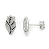 Sterling Silver Stud Earring, with Black and White Micro Pave, Polished, Rhodium Finish, 02.186.0076