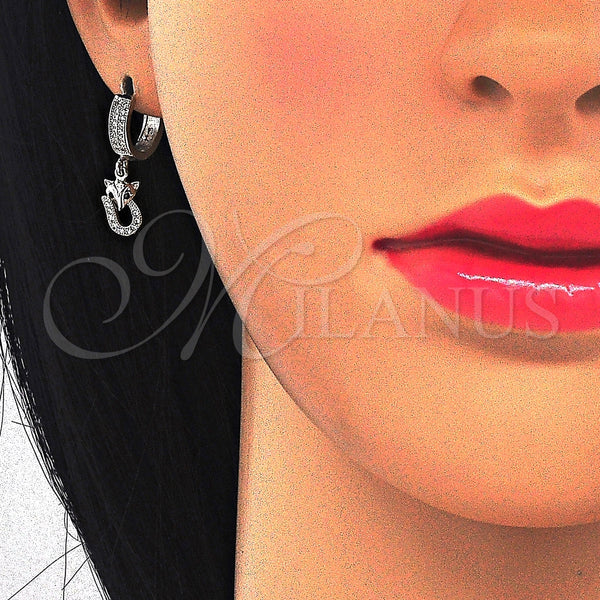 Sterling Silver Ring — Dangle Earring with Black and White Micro Pave — alternate product view — SKU 123358 | Plata 925 anillo — Dangle Earring with negro and blanco Micro Pave — SKU 123358