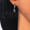 Sterling Silver Dangle Earring, with Black and White Micro Pave, Polished, Rhodium Finish, 02.186.0078