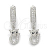 Sterling Silver Dangle Earring, with Black and White Micro Pave, Polished, Rhodium Finish, 02.186.0078