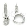 Sterling Silver Dangle Earring, with Black and White Micro Pave, Polished, Rhodium Finish, 02.186.0078