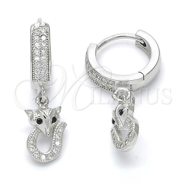 Sterling Silver Ring — Dangle Earring with Black and White Micro Pave — main product view — SKU 123358 | Plata 925 anillo — Dangle Earring with negro and blanco Micro Pave — SKU 123358