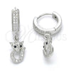 Sterling Silver Dangle Earring, with Black and White Micro Pave, Polished, Rhodium Finish, 02.186.0078