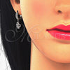 Sterling Silver Dangle Earring, with White Micro Pave, Polished, Rhodium Finish, 02.186.0079