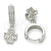 Sterling Silver Dangle Earring, with White Micro Pave, Polished, Rhodium Finish, 02.186.0079