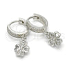 Sterling Silver Dangle Earring, with White Micro Pave, Polished, Rhodium Finish, 02.186.0079