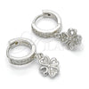 Sterling Silver Dangle Earring, with White Micro Pave, Polished, Rhodium Finish, 02.186.0079