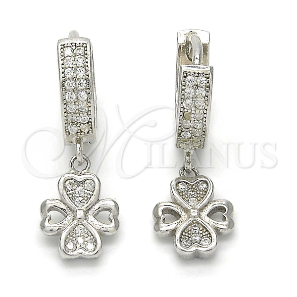Sterling Silver Ring — Dangle Earring with White Micro Pave Polished 02. — main product view — SKU 123359 | Plata 925 anillo — Dangle Earring with blanco Micro Pave pulido 02. — SKU 123359