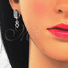 Sterling Silver Dangle Earring, with Black and White Micro Pave, Polished, Rhodium Finish, 02.186.0080