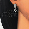 Sterling Silver Dangle Earring, with Black and White Micro Pave, Polished, Rhodium Finish, 02.186.0080