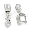Sterling Silver Dangle Earring, with Black and White Micro Pave, Polished, Rhodium Finish, 02.186.0080