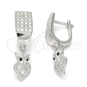Sterling Silver Ring — Dangle Earring with Black and White Micro Pave — main product view — SKU 123360 | Plata 925 anillo — Dangle Earring with negro and blanco Micro Pave — SKU 123360