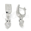 Sterling Silver Dangle Earring, with Black and White Micro Pave, Polished, Rhodium Finish, 02.186.0080