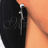 Sterling Silver Long Earring, Polished, Rhodium Finish, 02.186.0081
