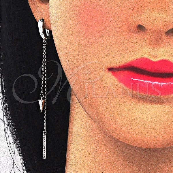 Sterling Silver Ring — Long Earring with White Cubic Zirconia Polished 02. — alternate product view — SKU 123364 | Plata 925 anillo — Long Earring with blanco Cubic Zirconia pulido 02. — SKU 123364