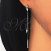 Sterling Silver Long Earring, with White Cubic Zirconia, Polished, Rhodium Finish, 02.186.0084