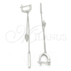 Sterling Silver Long Earring, with White Cubic Zirconia, Polished, Rhodium Finish, 02.186.0084