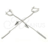 Sterling Silver Long Earring, with White Cubic Zirconia, Polished, Rhodium Finish, 02.186.0084