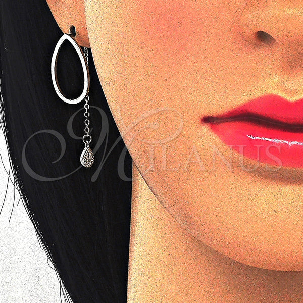 Sterling Silver Ring — Stud Earring Teardrop Design with White Micro Pave — alternate product view — SKU 123365 | Plata 925 anillo — Stud Earring Teardrop diseño with blanco Micro Pave — SKU 123365