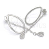 Sterling Silver Stud Earring, Teardrop Design, with White Micro Pave, Polished, Rhodium Finish, 02.186.0085
