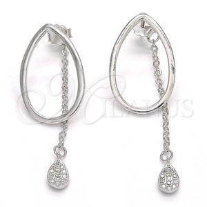 Sterling Silver Ring — Stud Earring Teardrop Design with White Micro Pave — main product view — SKU 123365 | Plata 925 anillo — Stud Earring Teardrop diseño with blanco Micro Pave — SKU 123365