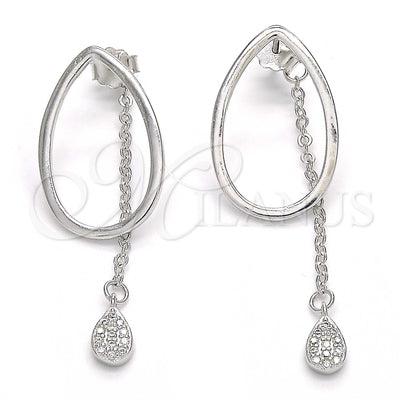 Sterling Silver Stud Earring, Teardrop Design, with White Micro Pave, Polished, Rhodium Finish, 02.186.0085 for wholesale, main product view