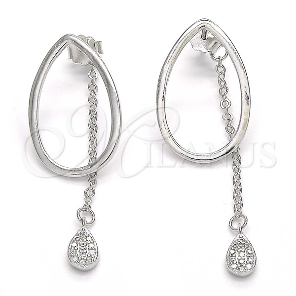 Sterling Silver Stud Earring, Teardrop Design, with White Micro Pave, Polished, Rhodium Finish, 02.186.0085 for wholesale, main product view