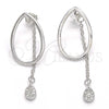 Sterling Silver Stud Earring, Teardrop Design, with White Micro Pave, Polished, Rhodium Finish, 02.186.0085 for wholesale, main product view