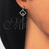 Sterling Silver Long Earring, with White Micro Pave, Polished, Rhodium Finish, 02.186.0086