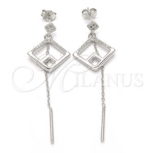 Sterling Silver Ring — Long Earring with White Micro Pave Polished 02. — main product view — SKU 123366 | Plata 925 anillo — Long Earring with blanco Micro Pave pulido 02. — SKU 123366