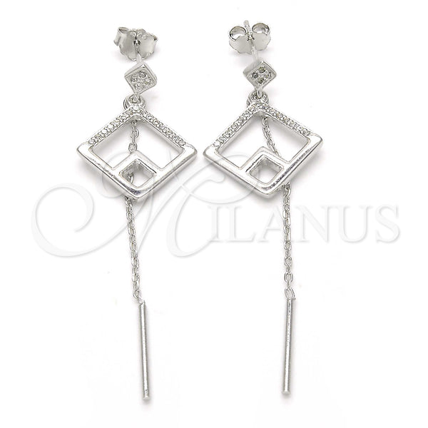 Sterling Silver Ring — Long Earring with White Micro Pave Polished 02. — main product view — SKU 123366 | Plata 925 anillo — Long Earring with blanco Micro Pave pulido 02. — SKU 123366