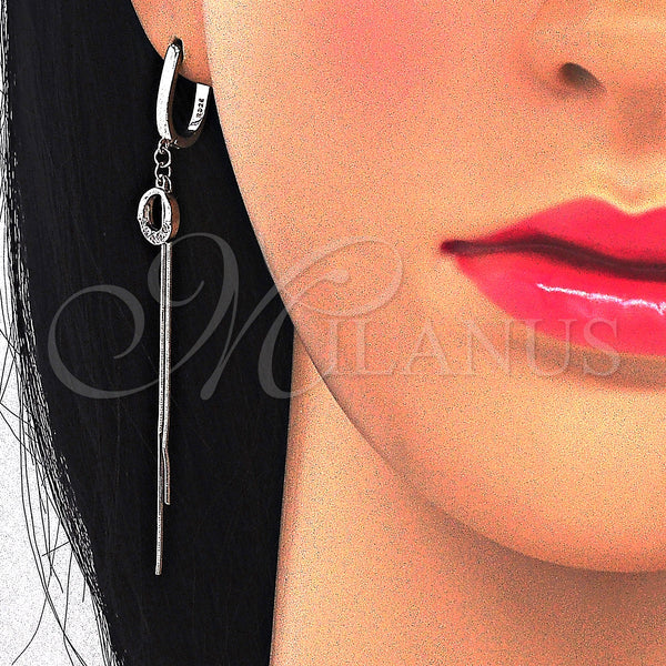Sterling Silver Ring — Long Earring with White Micro Pave Polished 02. — alternate product view — SKU 123368 | Plata 925 anillo — Long Earring with blanco Micro Pave pulido 02. — SKU 123368