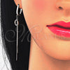 Sterling Silver Long Earring, with White Micro Pave, Polished, Rhodium Finish, 02.186.0088