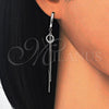 Sterling Silver Long Earring, with White Micro Pave, Polished, Rhodium Finish, 02.186.0088