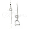 Sterling Silver Long Earring, with White Micro Pave, Polished, Rhodium Finish, 02.186.0088