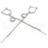Sterling Silver Long Earring, with White Micro Pave, Polished, Rhodium Finish, 02.186.0088