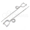 Sterling Silver Long Earring, with White Micro Pave, Polished, Rhodium Finish, 02.186.0088
