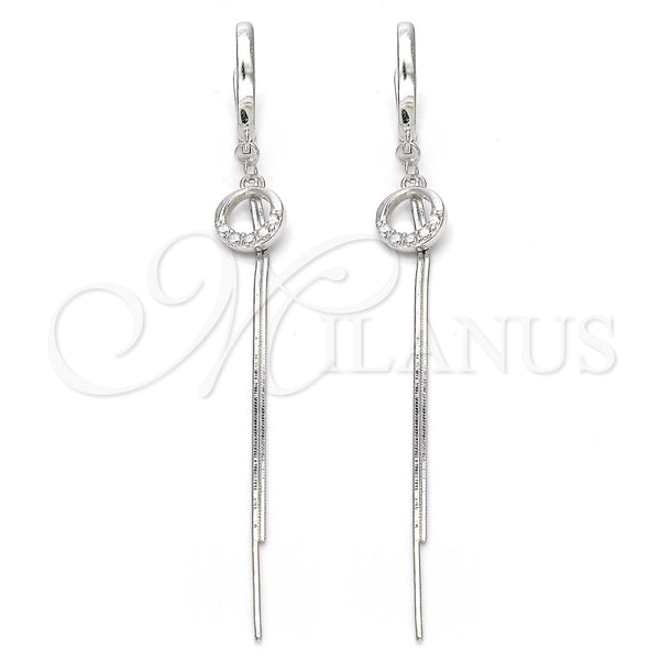 Sterling Silver Ring — Long Earring with White Micro Pave Polished 02. — main product view — SKU 123368 | Plata 925 anillo — Long Earring with blanco Micro Pave pulido 02. — SKU 123368