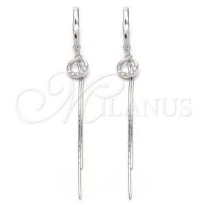 Sterling Silver Ring — Long Earring with White Micro Pave Polished 02. — main product view — SKU 123368 | Plata 925 anillo — Long Earring with blanco Micro Pave pulido 02. — SKU 123368