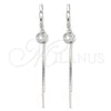 Sterling Silver Long Earring, with White Micro Pave, Polished, Rhodium Finish, 02.186.0088