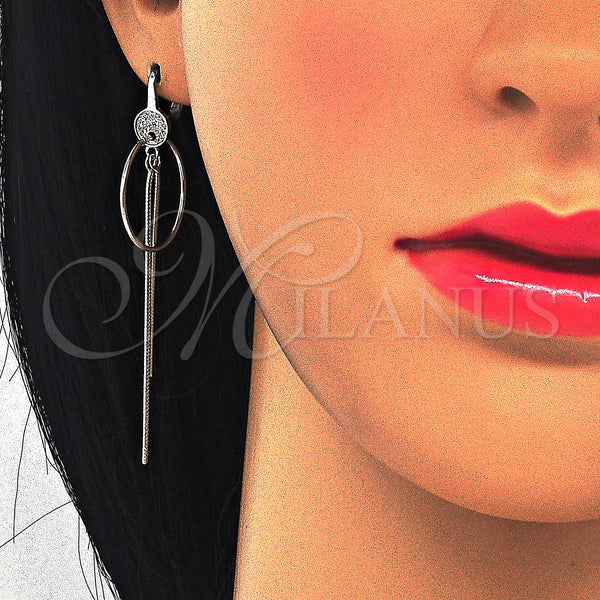 Sterling Silver Ring — Long Earring with White Micro Pave Polished 02. — alternate product view — SKU 123369 | Plata 925 anillo — Long Earring with blanco Micro Pave pulido 02. — SKU 123369