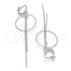 Sterling Silver Long Earring, with White Micro Pave, Polished, Rhodium Finish, 02.186.0089
