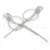 Sterling Silver Long Earring, with White Micro Pave, Polished, Rhodium Finish, 02.186.0089