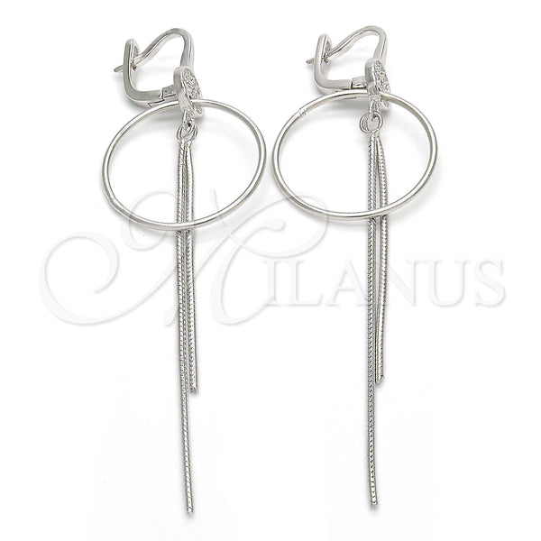 Sterling Silver Ring — Long Earring with White Micro Pave Polished 02. — main product view — SKU 123369 | Plata 925 anillo — Long Earring with blanco Micro Pave pulido 02. — SKU 123369