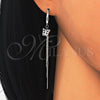 Sterling Silver Long Earring, Butterfly Design, Polished, Rhodium Finish, 02.186.0090