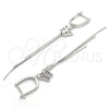 Sterling Silver Long Earring, Butterfly Design, Polished, Rhodium Finish, 02.186.0090